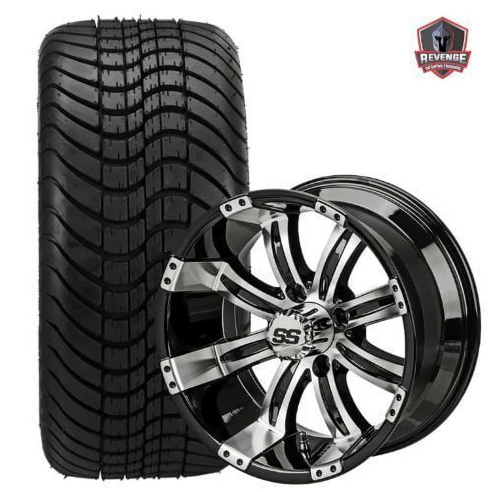 12" Casino Machined Black Golf Cart Wheels and Tires Combo (215/35-12) Set of 4