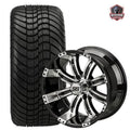 12" Casino Machined Black Golf Cart Wheels and Tires Combo (215/35-12) Set of 4