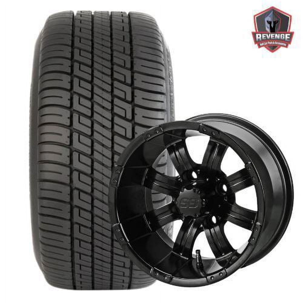 12" Casino Matte Black Golf Cart Wheels and Tires Combo (205/30-12) Set of 4