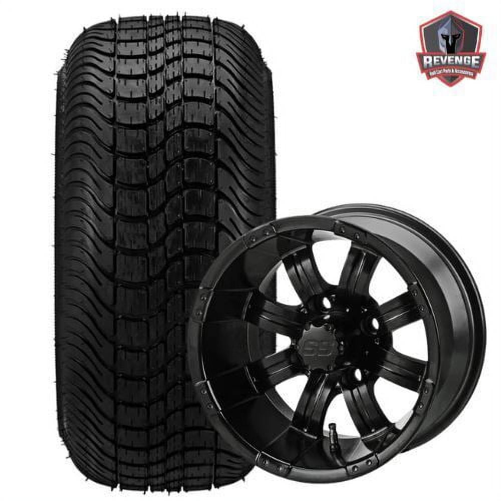12" Casino Matte Black Golf Cart Wheels and Tires Combo (215/35-12) Set of 4