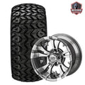 12" Gun Metal Gray Warlock Golf Cart Wheels on Tires Combo (20x10-12) Set of 4