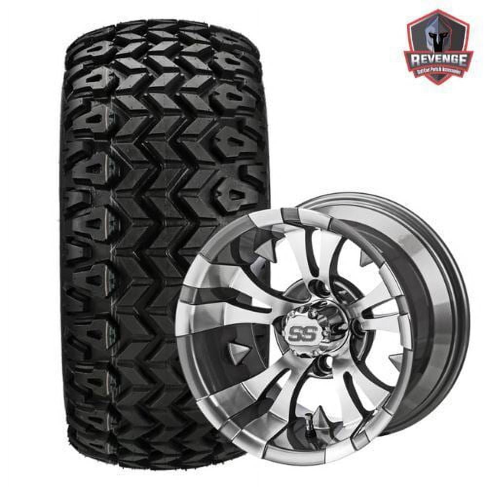 12" Gun Metal Gray Warlock Golf Cart Wheels on Tires Combo (20x10-12) Set of 4
