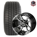 12" Maltese Machined Black Golf Cart Wheels and Tires Combo (205/30-12) Set of 4