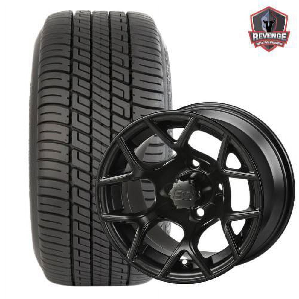 12" Ninja Matte Black Golf Cart Wheels and Tires Combo (205/30-12) Set of 4