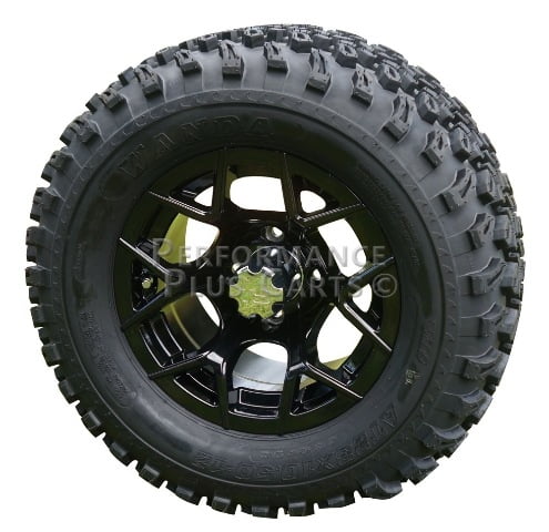 12" Rally Black Golf Cart Wheels with 23" All Terrain Tires - Set of 4