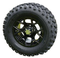 12" Rally Black Golf Cart Wheels with 23" All Terrain Tires - Set of 4
