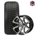 12" Rampage Machined Black Golf Cart Wheels and Tires Combo (215/40-12) Set of 4