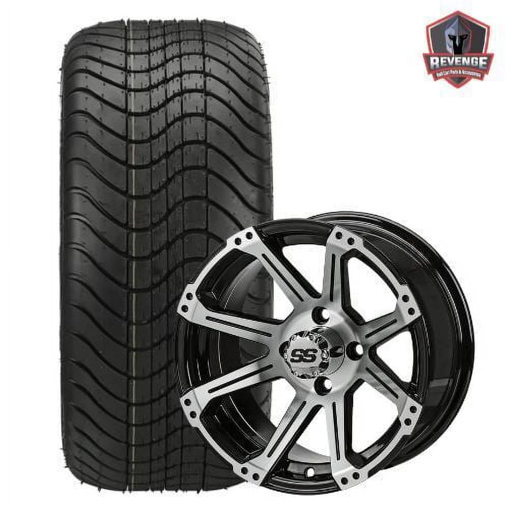 12" Rampage Machined Black Golf Cart Wheels and Tires Combo (215/40-12) Set of 4