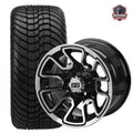 12" Tombstone Machine Black Golf Cart Wheels and Tires Combo 215/35-12 Set of 4