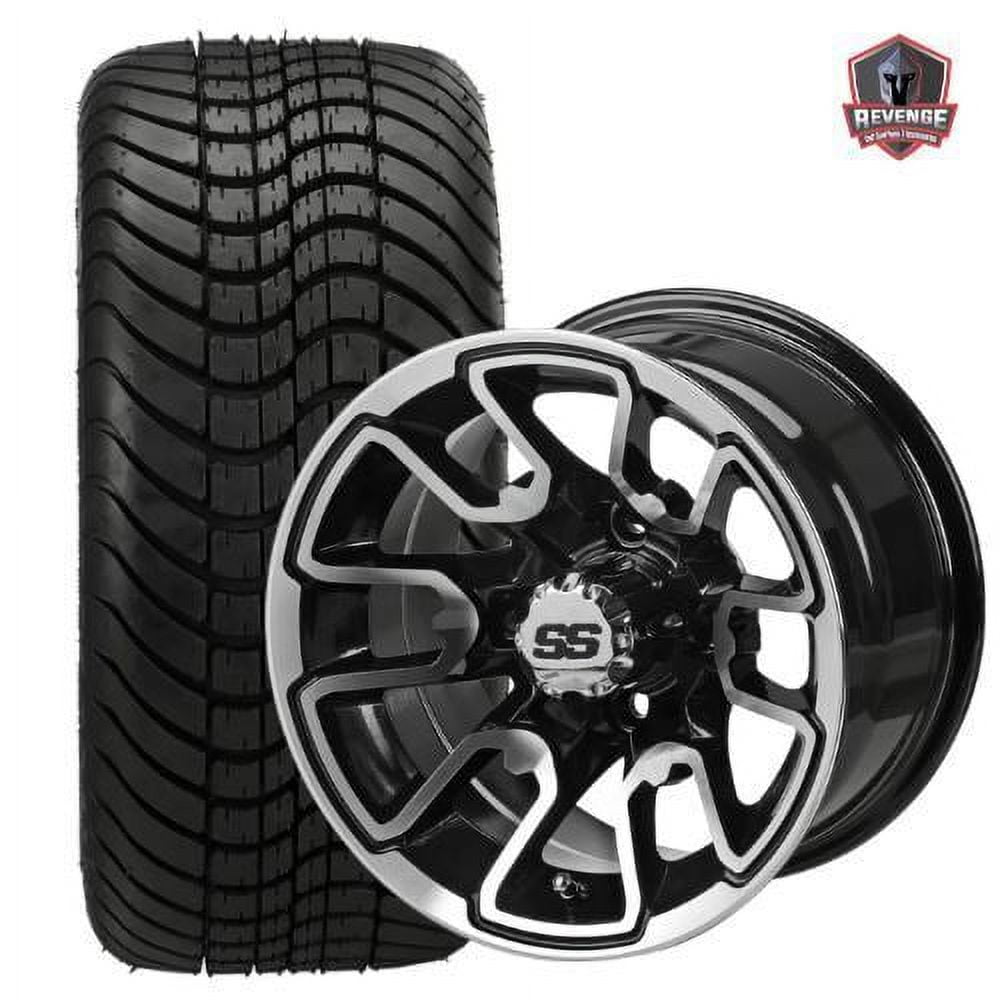 12" Tombstone Machine Black Golf Cart Wheels and Tires Combo 215/35-12 Set of 4