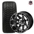 12" Viking Machined Black Golf Cart Wheels and Tires Combo (215/35-12) Set of 4