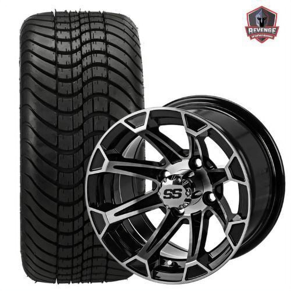 12" Viking Machined Black Golf Cart Wheels and Tires Combo (215/35-12) Set of 4