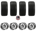12" Warlock Gun Metal Golf Cart Wheels and Tires Combo (215/35-12) Set of 4