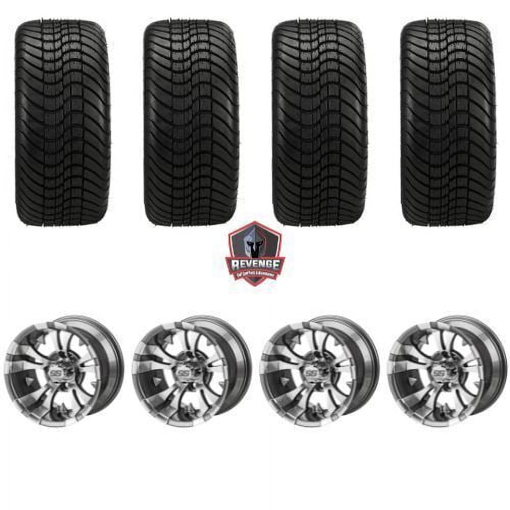 12" Warlock Gun Metal Golf Cart Wheels and Tires Combo (215/35-12) Set of 4
