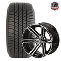 12" Yukon Machined Black Golf Cart Wheels and Tires Combo (205/30-12) Set of 4