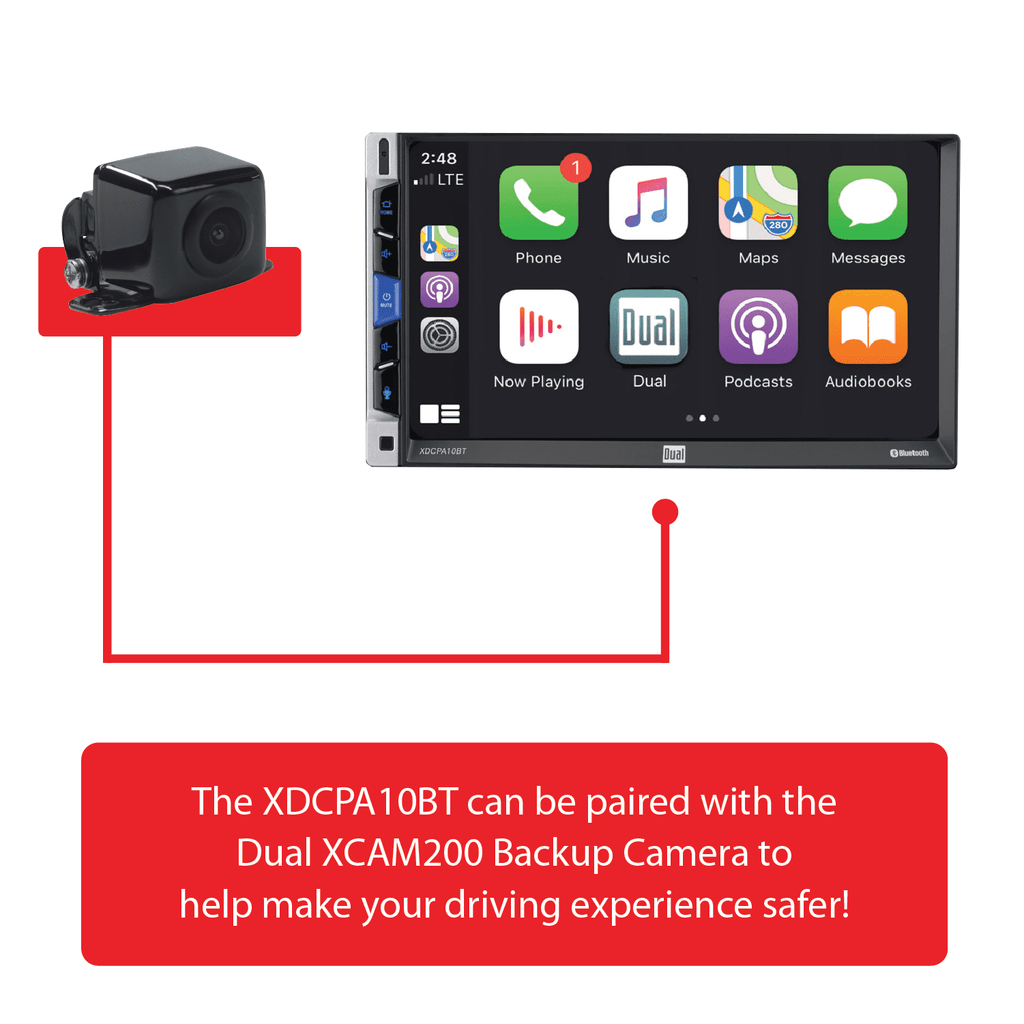 Dual Electronics XDCPA10BT 7 Inch Double DIN Car Stereo, Certified Apple CarPlay Android
