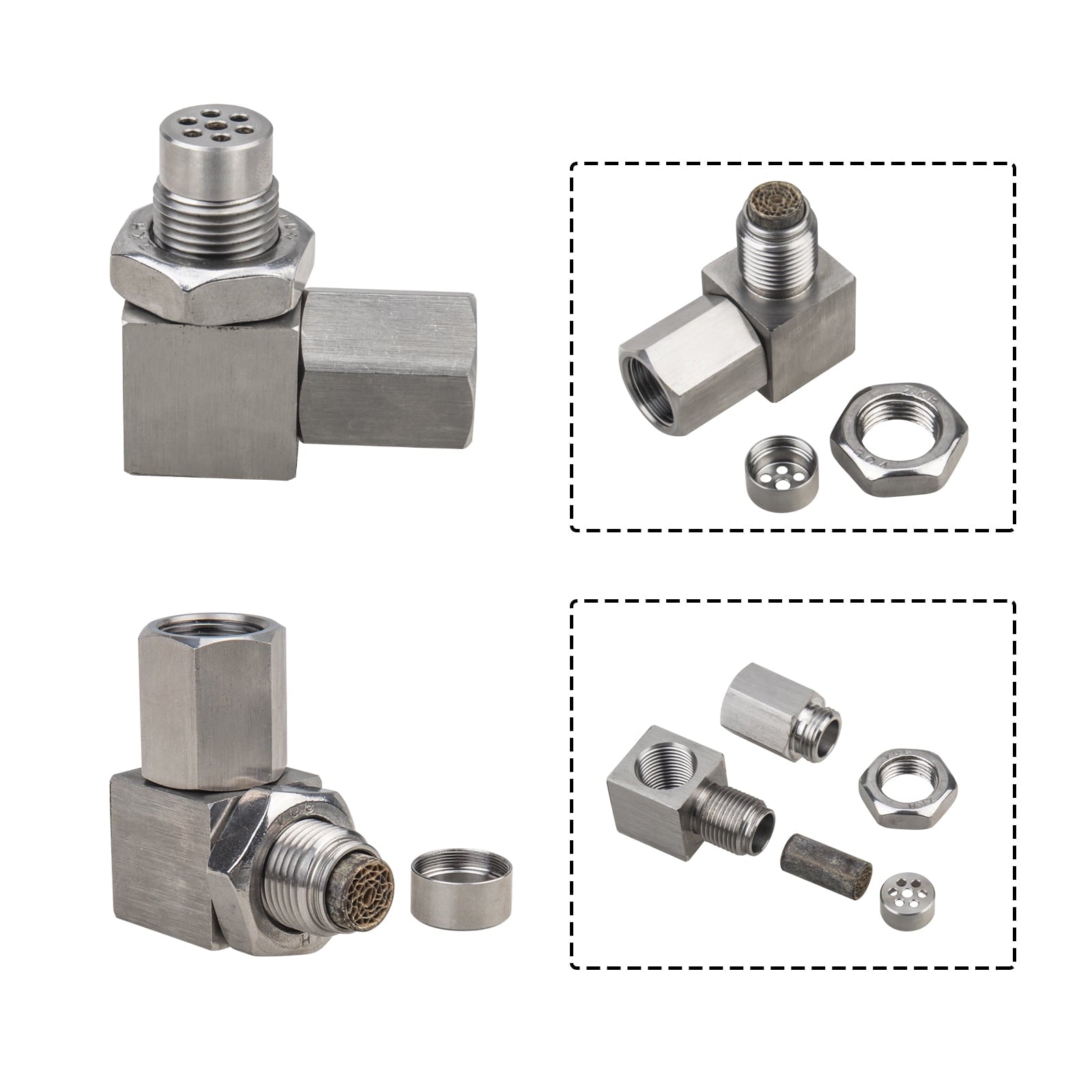 3mirrors 90-Degree 02 Sensor Check Engine Light Eliminator Adapter M18x1.5 Mounting Fittings Accessories - Stainless Steel, 10-Pack