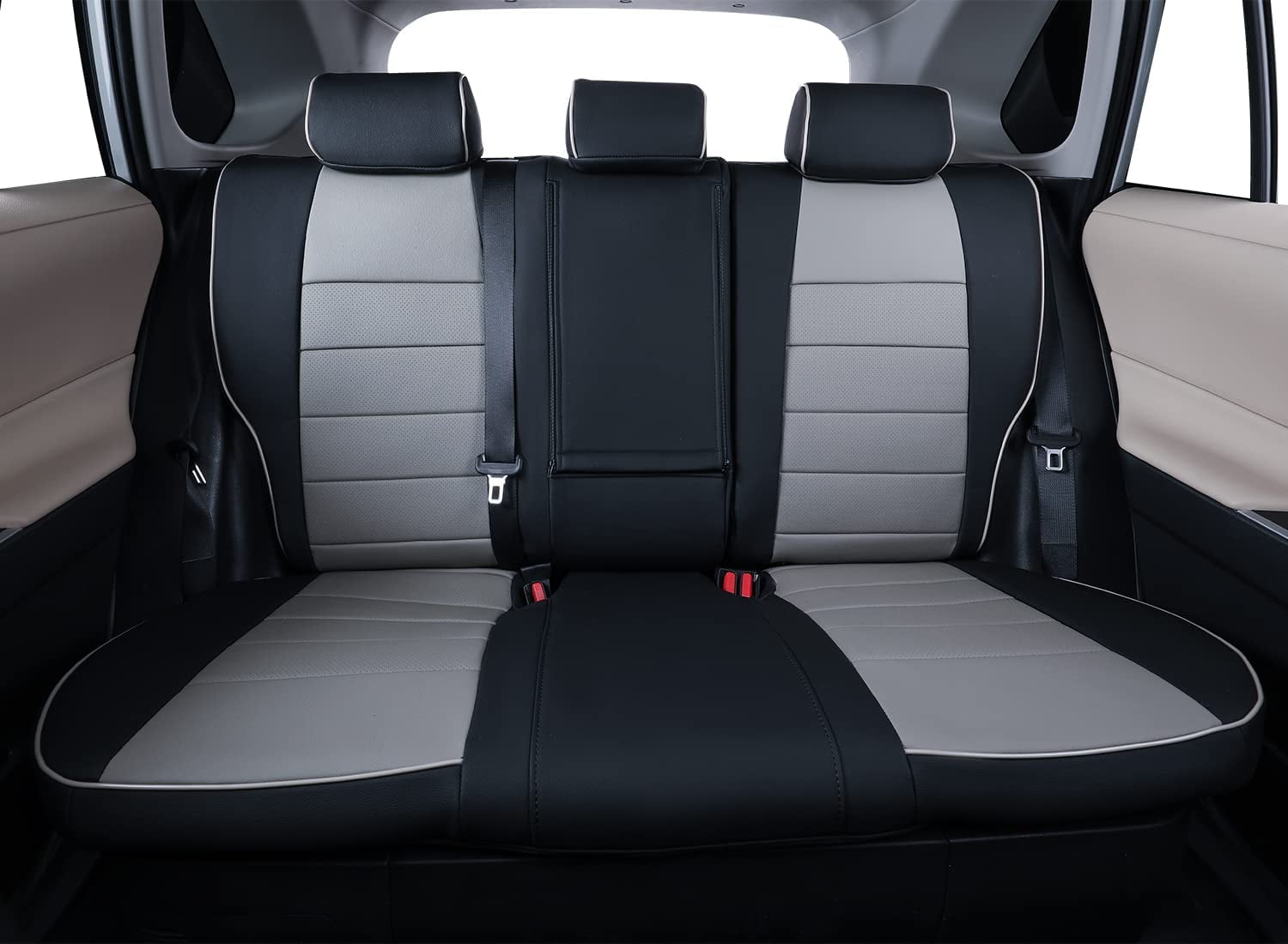 EKR Custom Fit Pilot Car Seat Covers for Honda Pilot LX,EX 2016 - 2022 - Three Rows,Full Set Leather Auto Seat Covers(Black with Gray)