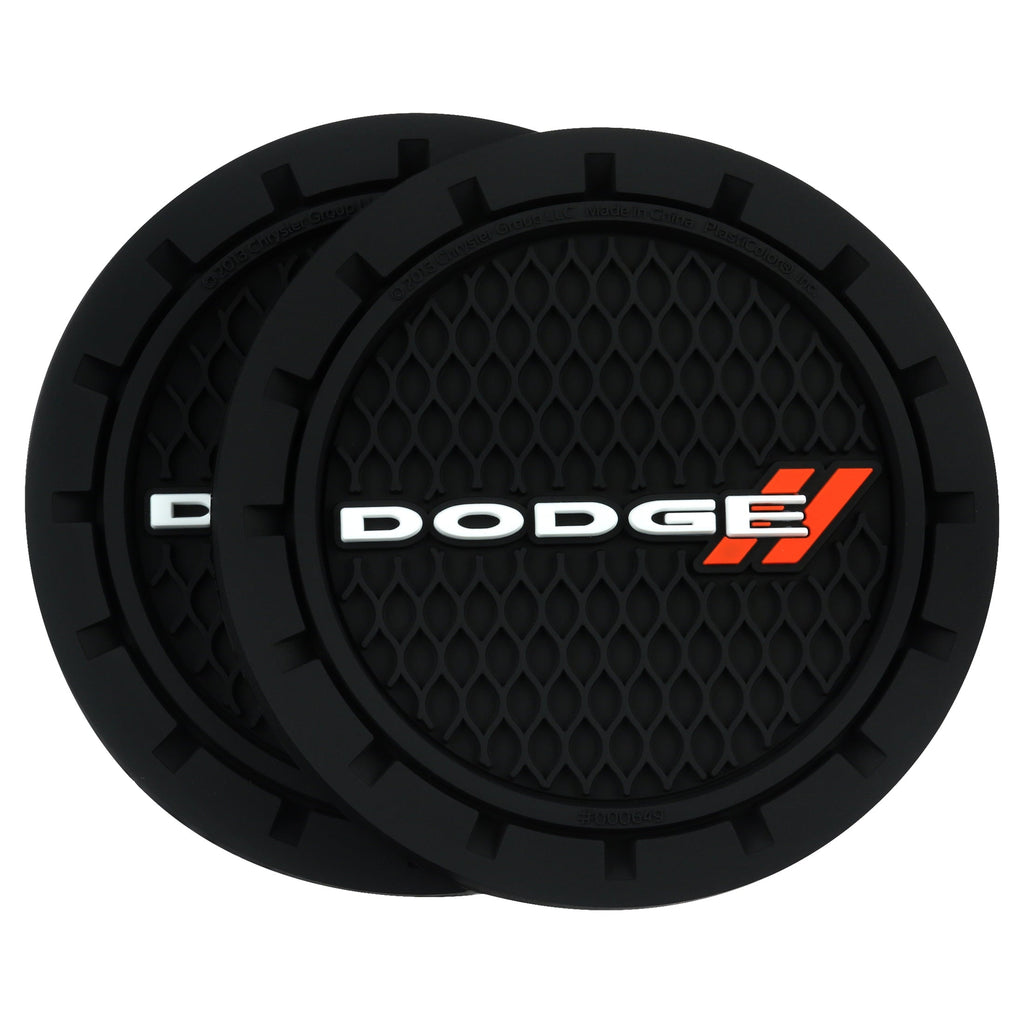 Plasticolor Dodge Automotive Cup Holder Coasters, Black, 2 Pack