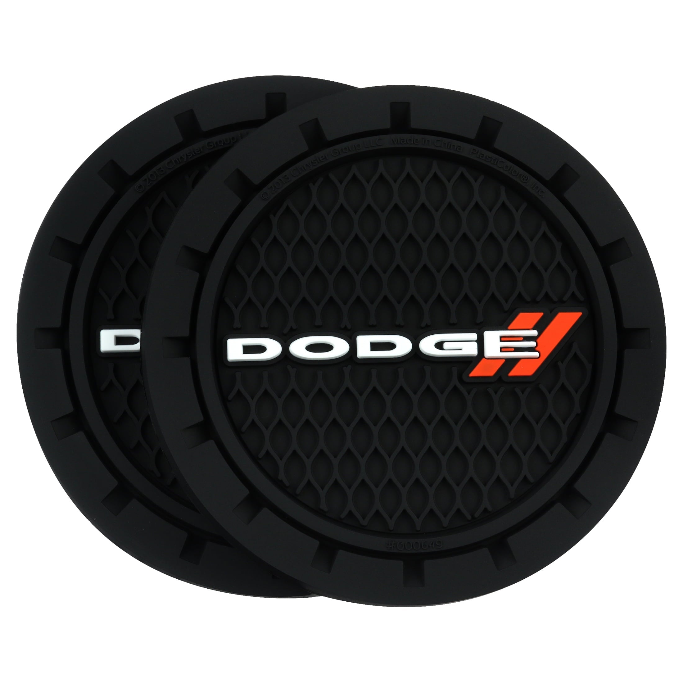 Plasticolor Dodge Automotive Cup Holder Coasters, Black, 2 Pack