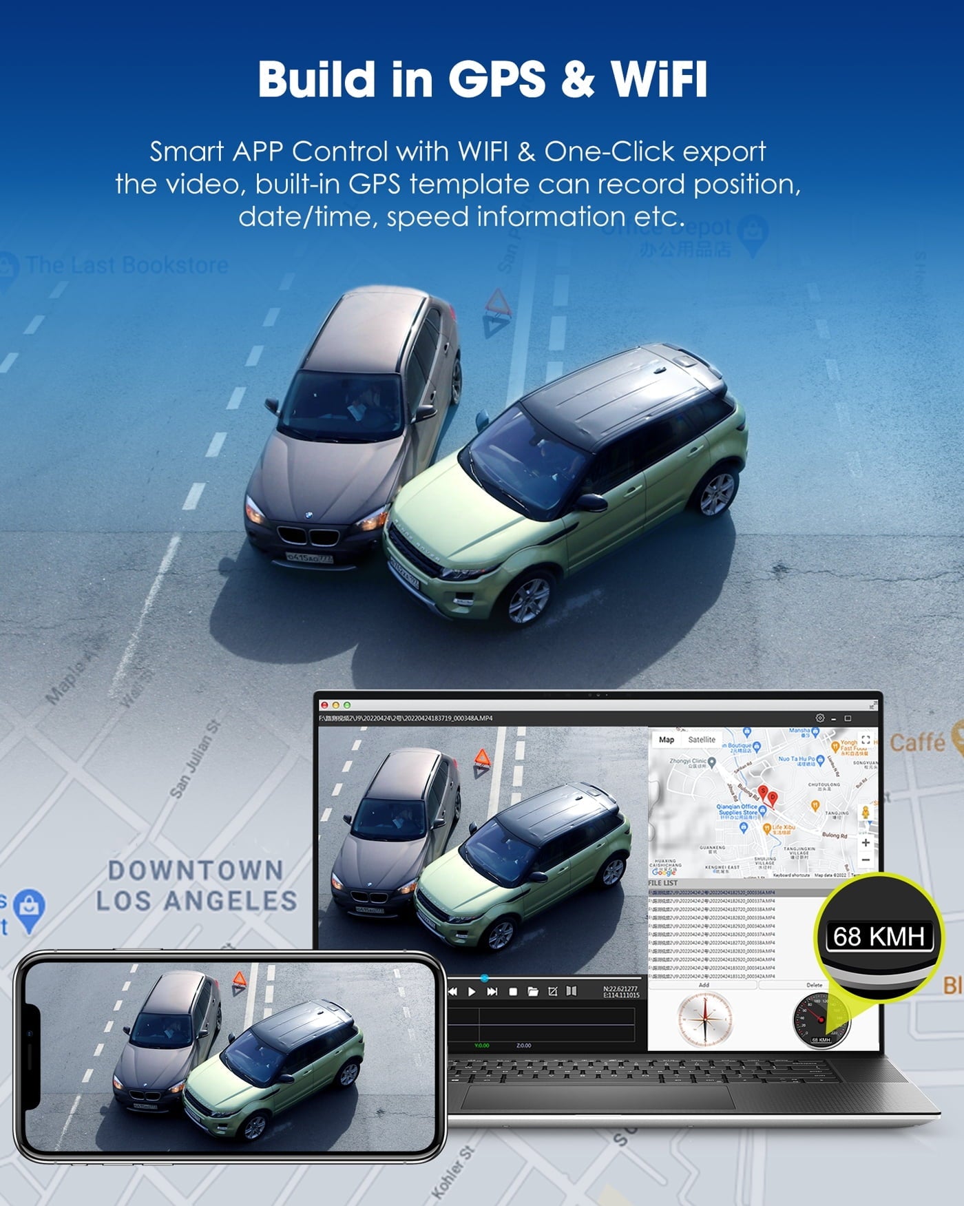 TOGUARD Dash Cam 4K with 5Ghz Wifi GPS, 4K+2K Dash Cam Front and Rear 3.16” Touch Screen Dual Sony Night Vision Car Camera, Voice Commands, WDR, Type C, with 64GB Memory Card