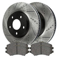 AutoShack Front Drilled Slotted Brake Rotors Black and Ceramic Pads Kit Driver and Passenger Side Replacement for 2007-2013 2014 2015 2016 2017 Jeep Wrangler 2018 Wrangler JK 3.6L 3.8L V6 4WD RWD