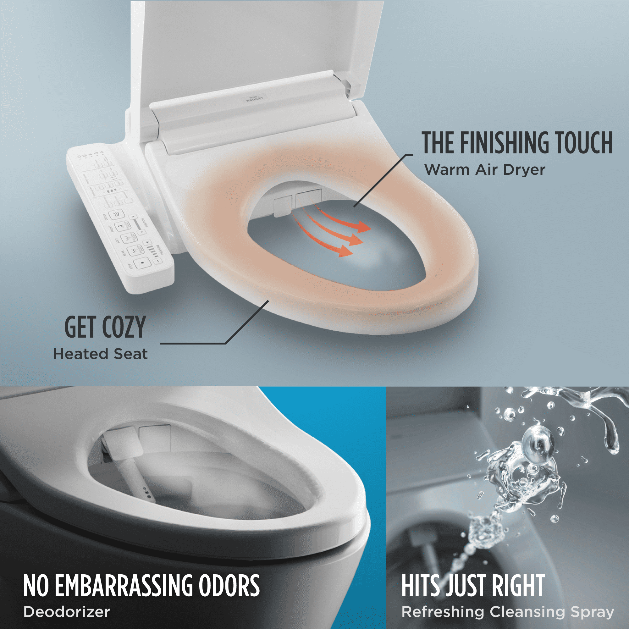 TOTO® WASHLET® C2 Electronic Bidet Toilet Seat with PREMIST and EWATER+ Wand Cleaning, Elongated, Cotton White - SW3074#01