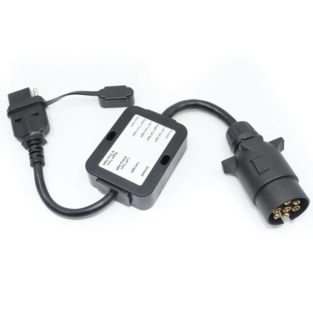 Trailer Light Converter European Round 7-Pin Connector to 4-Way Flat Pin Plug
