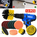 12pcs Drill Brush Car Detailing Kit, TSV Car Wheel Tire Cleaning Brush Set, Wheels Brush, Rim Brush, Scrubing Brush Pad Sponge Kit for Car Waxing, Polishing, Tile
