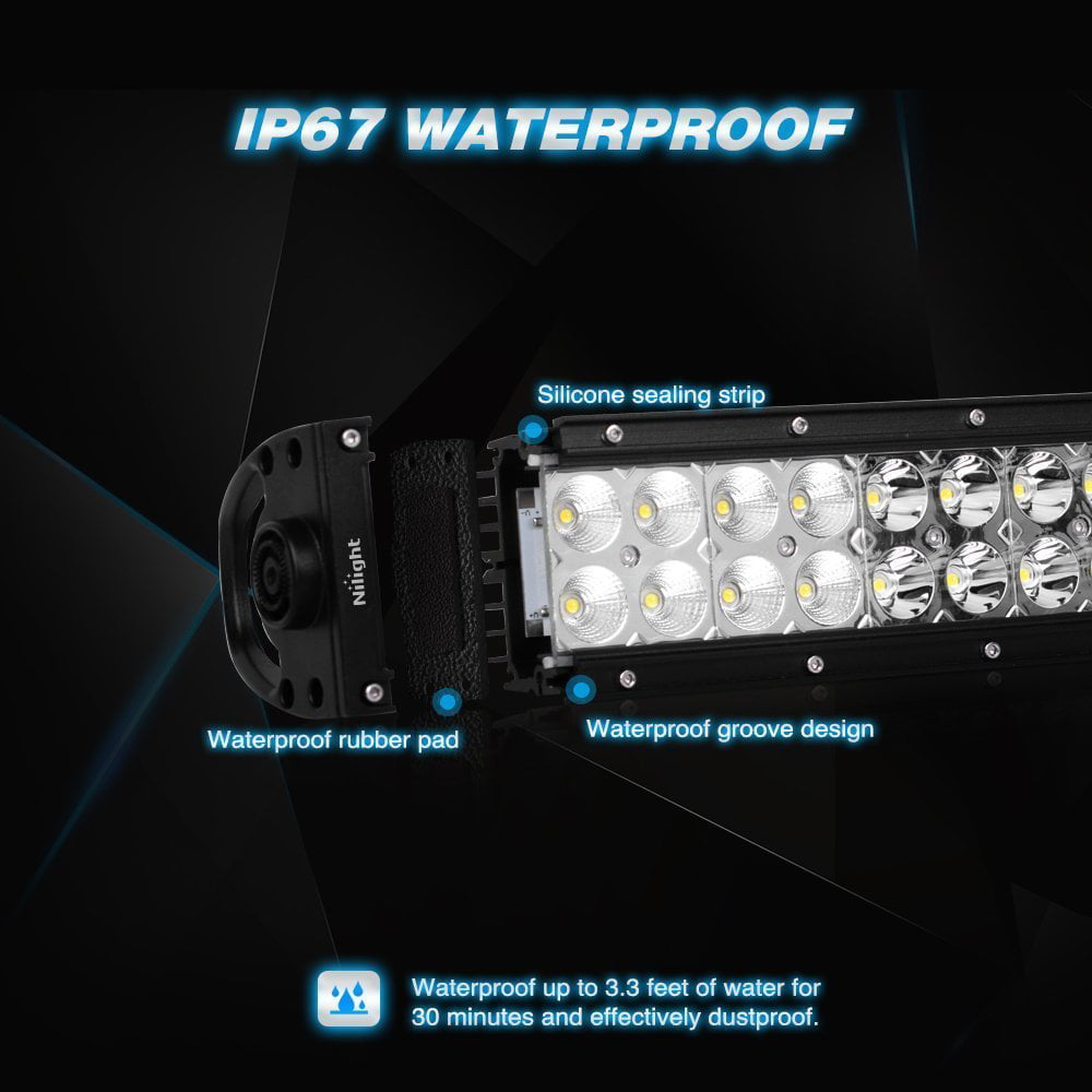 Nilight 22 Inch 120W Spot Flood Combo LED Light Bar Led Work Light Off Road Light Driving Light With Off Road Wiring Harness, 2 Years Warranty