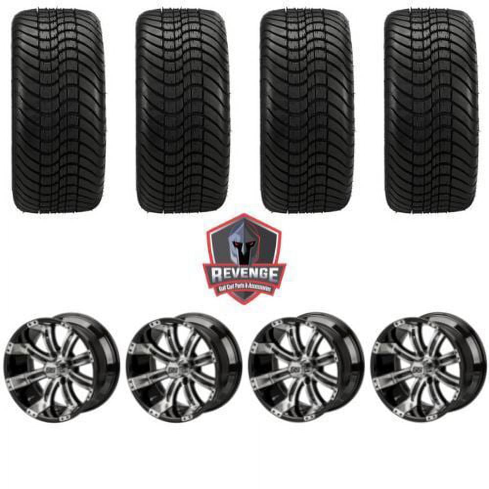 12" Casino Machined Black Golf Cart Wheels and Tires Combo (215/35-12) Set of 4