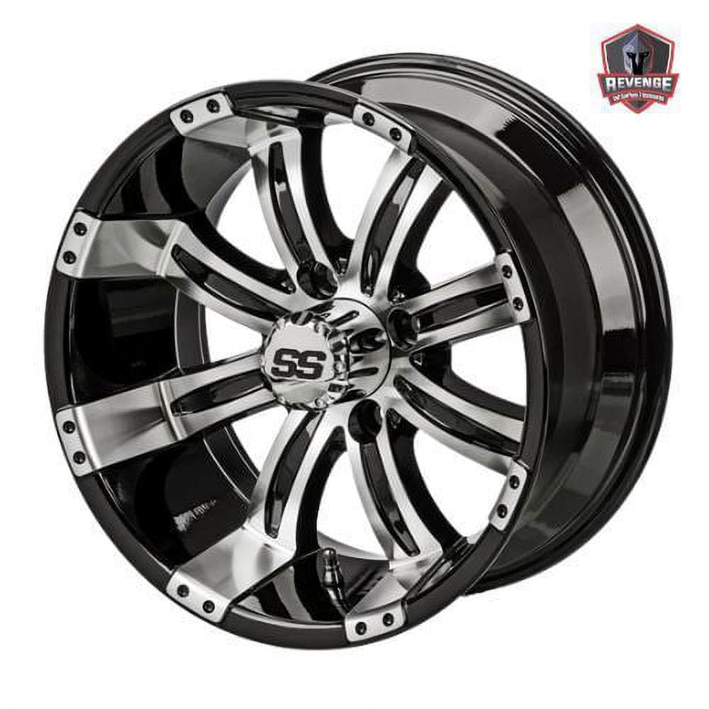 12" Casino Machined Black Golf Cart Wheels and Tires Combo (215/35-12) Set of 4