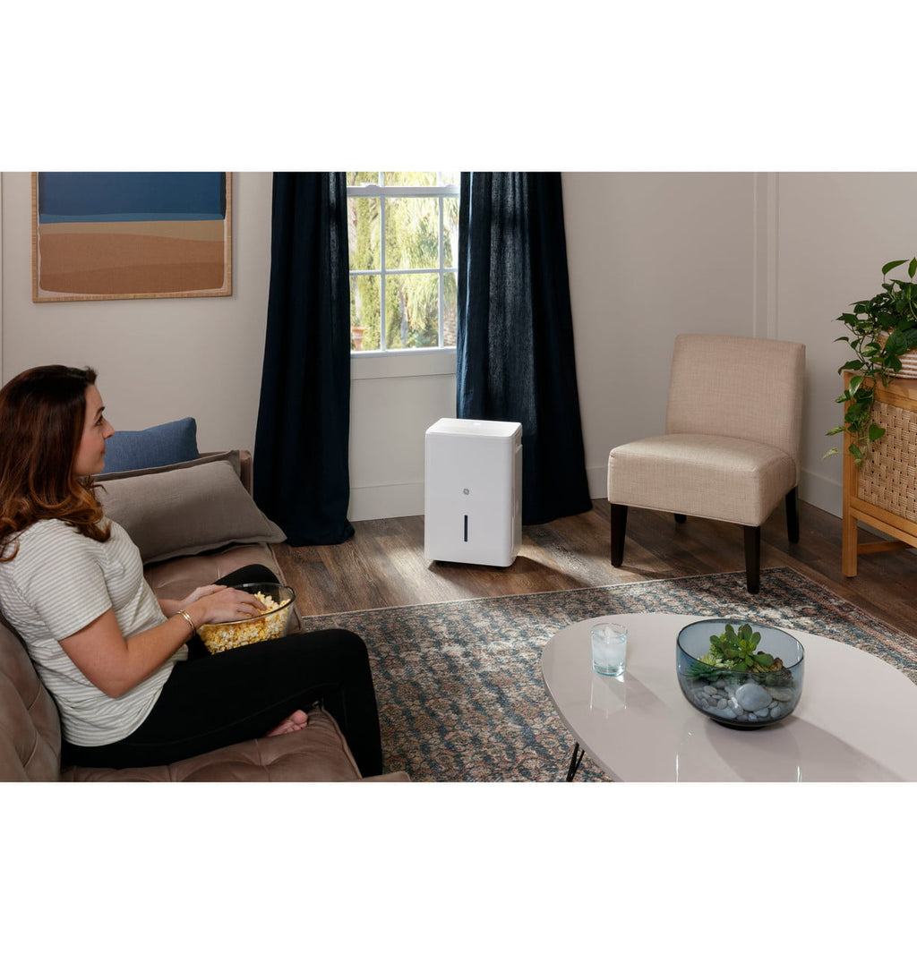Restored GENERAL ELECTRIC 50-Pint Portable Dehumidifier with Drain, White (Refurbished)