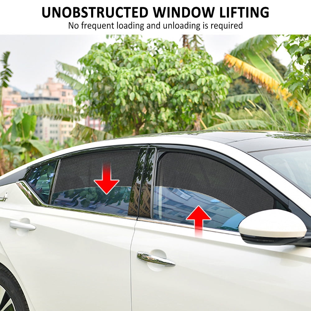Yous Auto 4Pcs Car Window Sun Shades UV Protection Front/Rear Window Screen Shade Car Curtain with Magnetic Sunshine Blocker Car Privacy Shield Auto Interior Accessories Reduce Glare for Most Cars