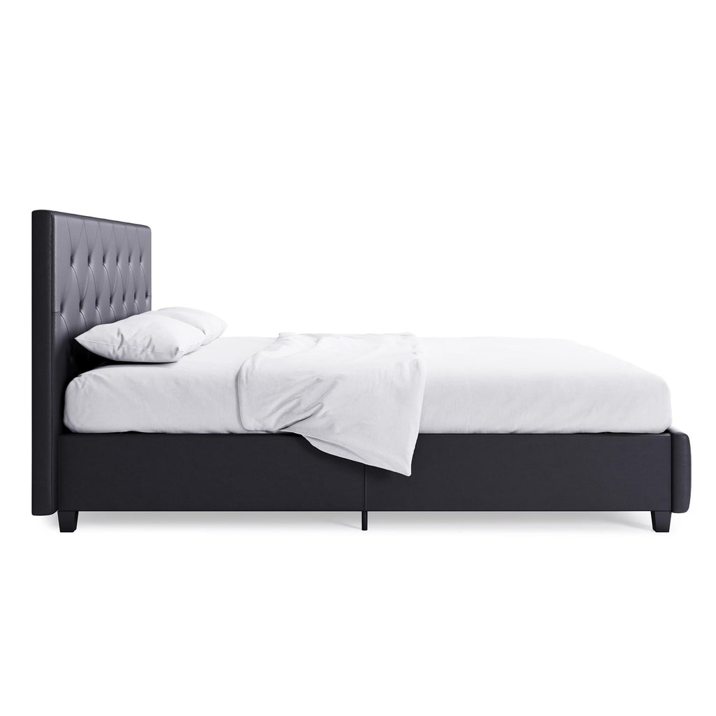 DHP Dakota Upholstered Platform Bed, Queen, Gray Faux Leather