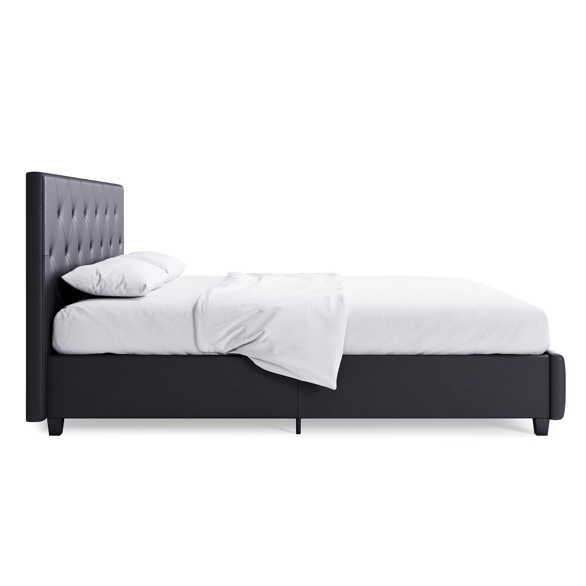 DHP Dakota Upholstered Platform Bed, Queen, Gray Faux Leather