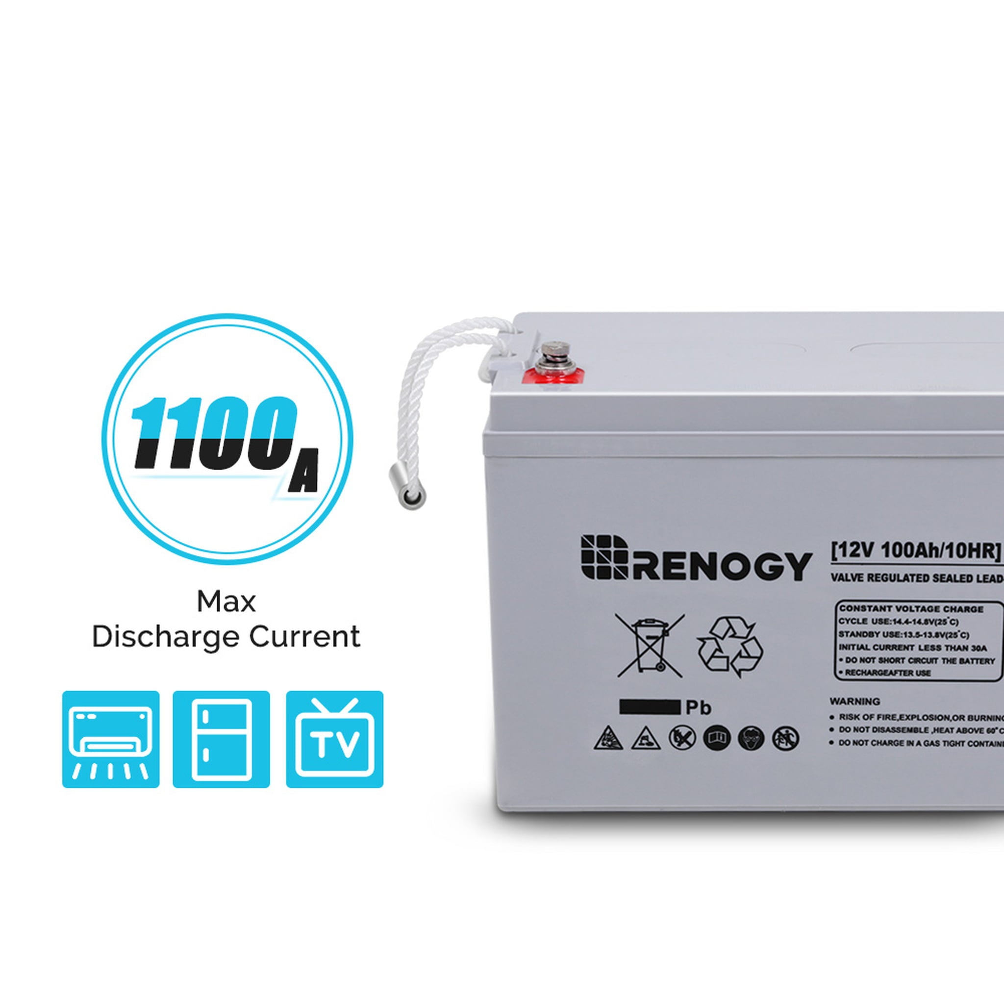 Renogy Deep Cycle AGM Battery 12 Volt 100Ah, Home Improvement Renewable Energy for Marine, RV, Carbin,  Solar Energy Storge, Maintenance-Free, off-Grid Solar System