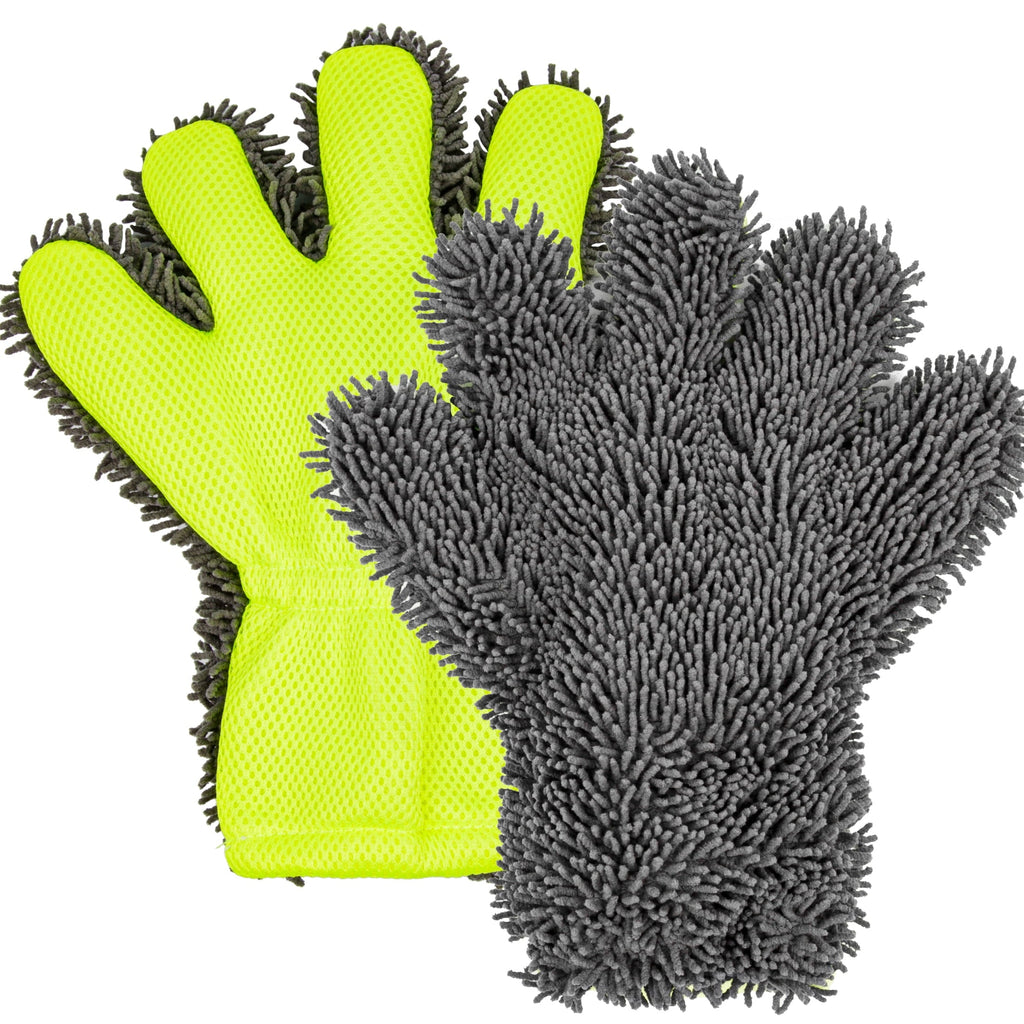 2Pcs car wash glove,5-Finger Chenille Mitt,microfiber car wash mitt