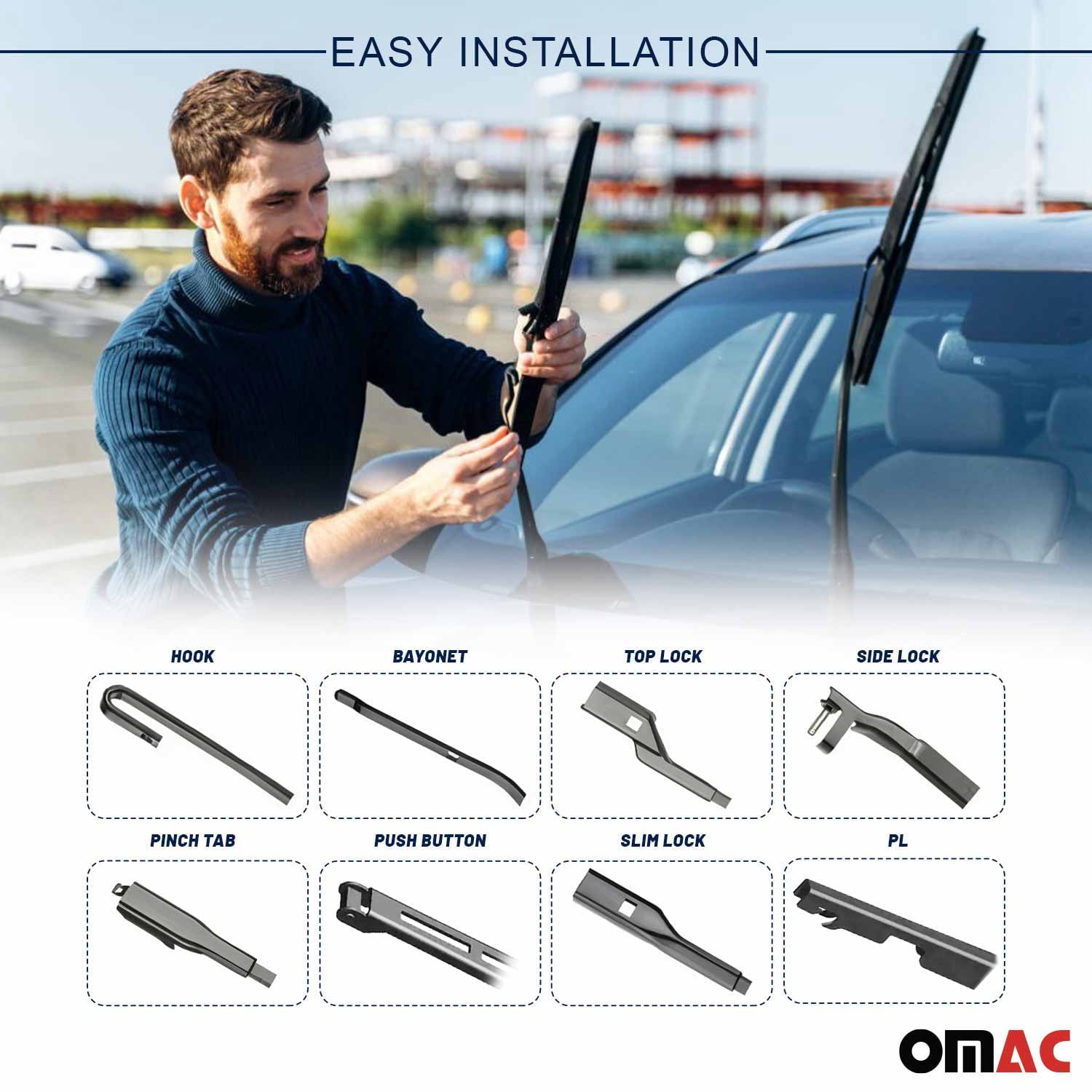 OMAC Premium Wiper Blades 14 Inch & 24 Inch Combo Pack for Nissan Versa 2012-2016