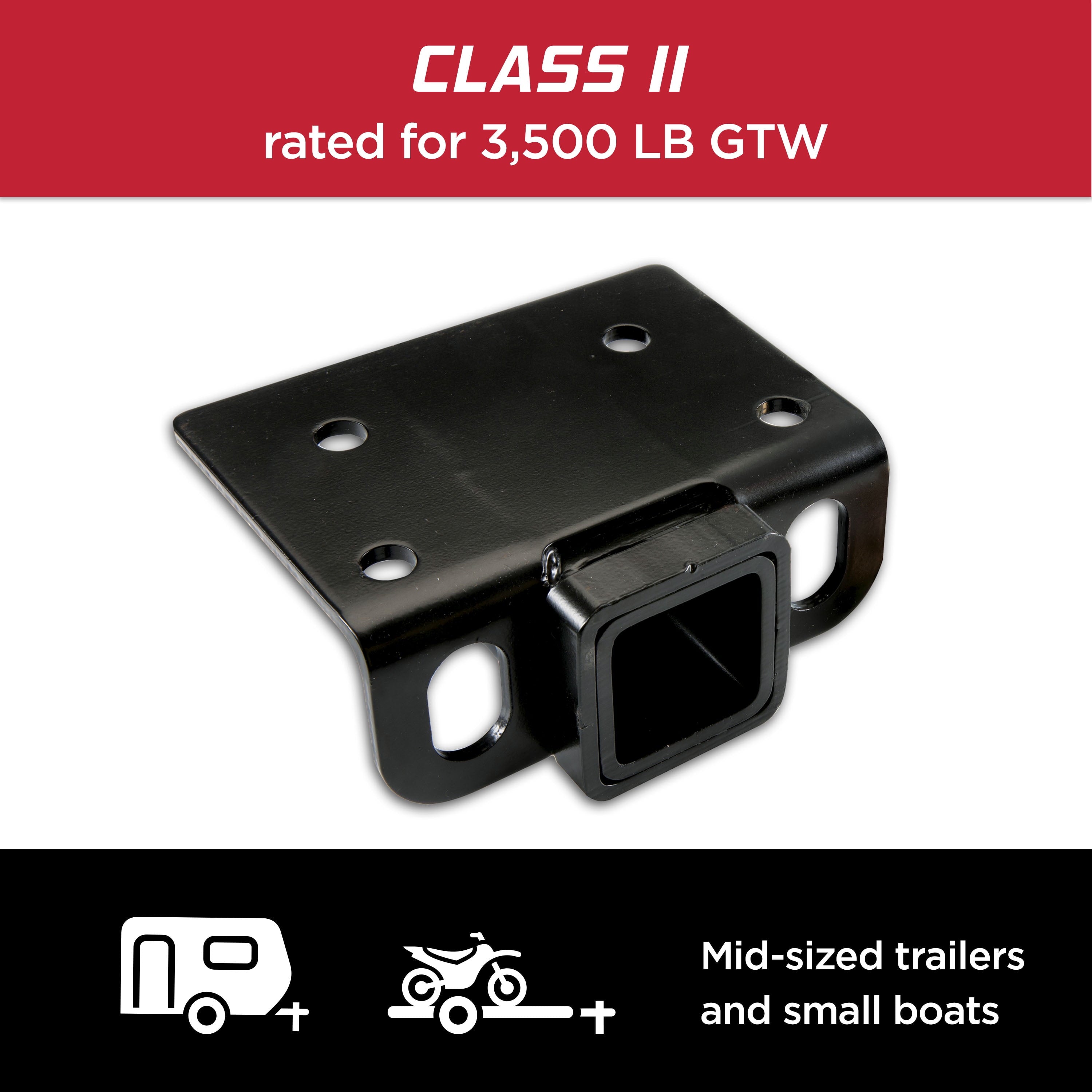 TowSmart 7285 Class II Step Bumper Receiver Hitch 2" Receiver Opening, Black