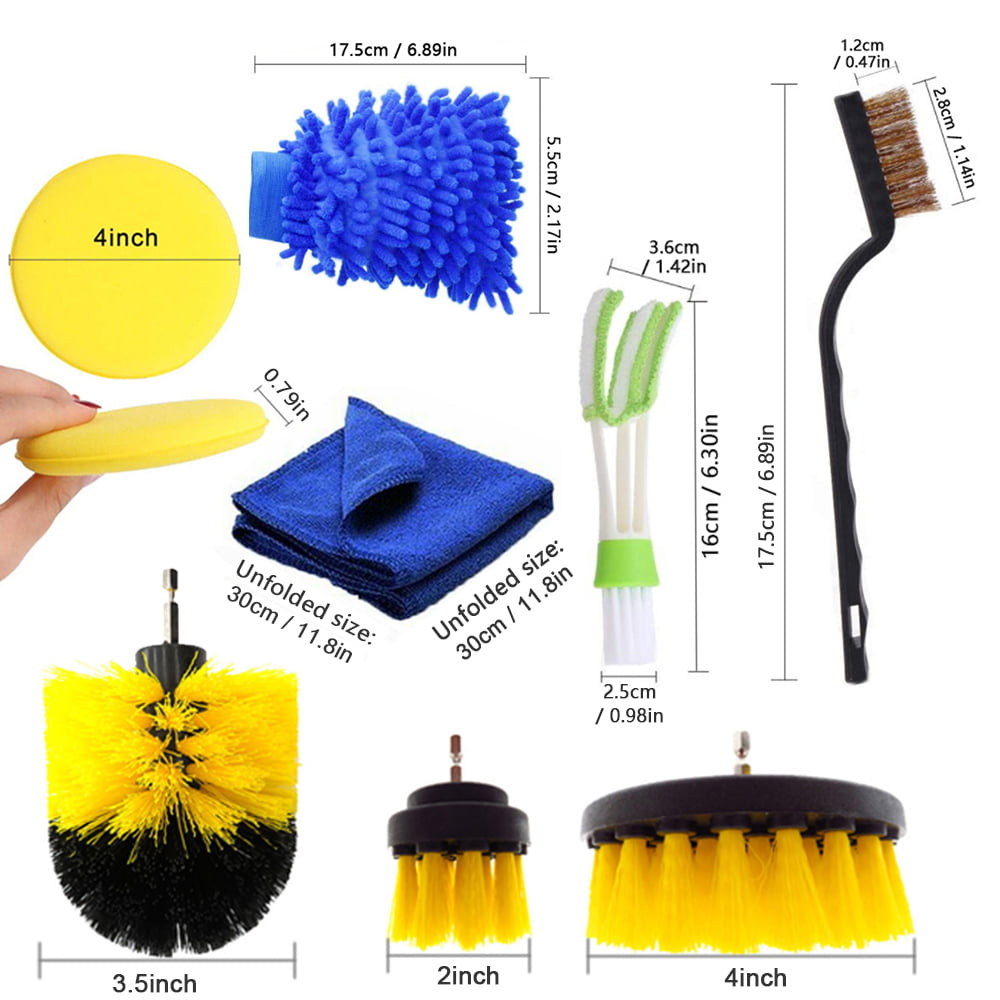 CACAGOO 26 PCS Drill Brush Attachments Car Detailing Brush Kit Automotive Cleaners