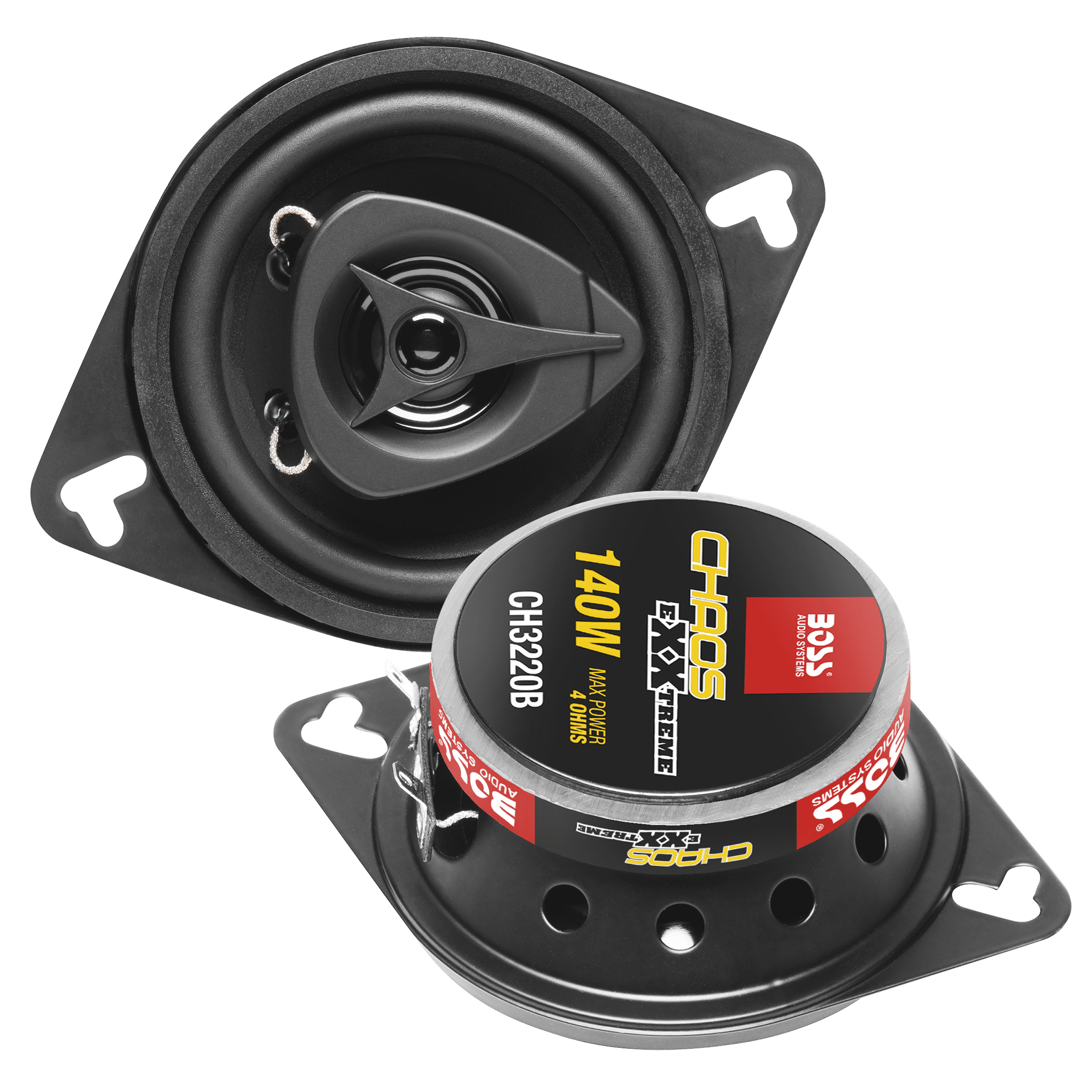 BOSS Audio Systems CH3220B Chaos Series 3.5 inch Car Stereo Door Speakers - 140 Watts Max, 2 Way, Full Range Audio, Tweeters, Coaxial, Sold in Pairs