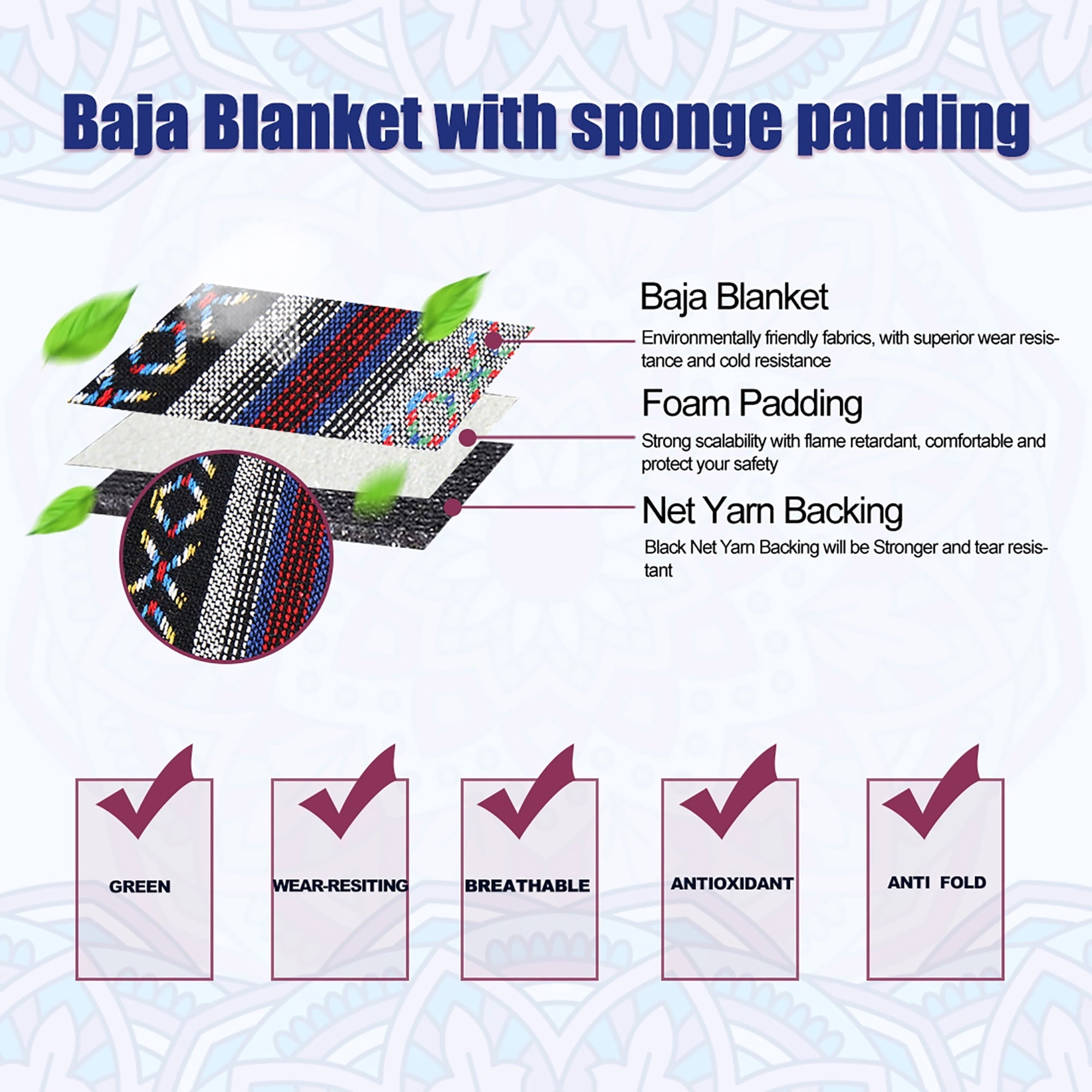 Unique Bargains Universal Seat Cover Baja Blanket Ethnic Style Bucket Multicolor for SUV Automotive