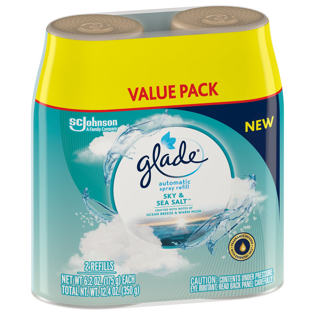 Glade Automatic Spray Refills, Air Freshener, Sky & Sea Salt, 6.2 Oz Each, Pack of 2