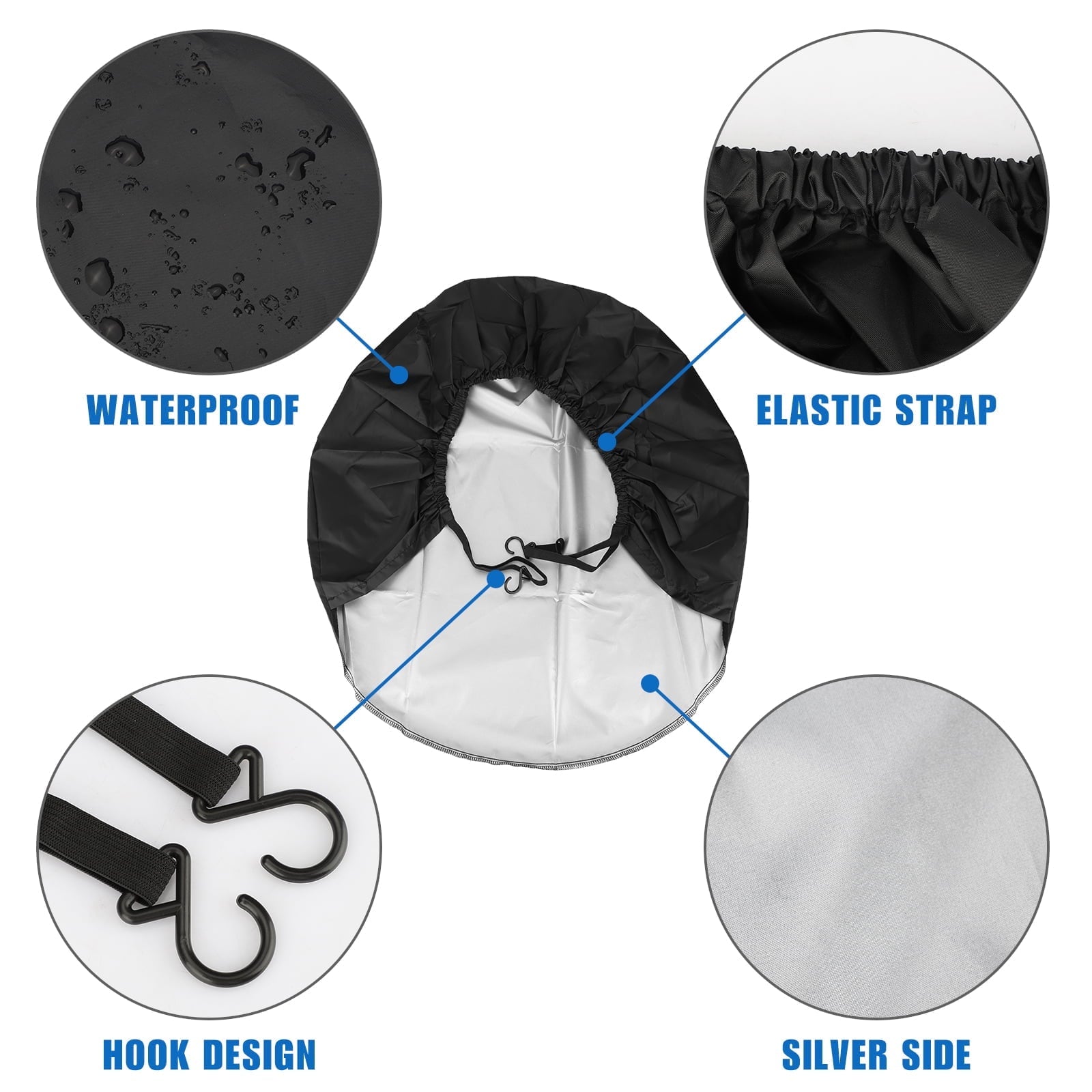 4pcs Wheel Tire Covers, EEEkit Waterproof Motorhome Wheel Covers for 30- 32inch Tire Diameters, UV Coating Tire Protectors Fit for RVs, Trailers, Campers, Cars, and Trucks