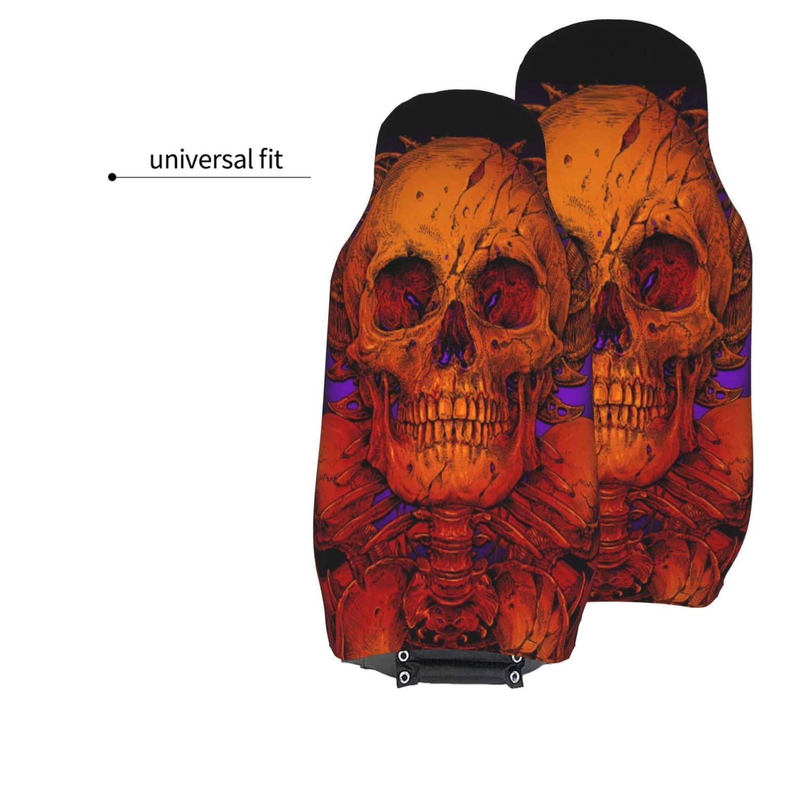TEQUAN Front Seat Covers, Magic Scary Skull Ghost Pattern 2 Piece Car Seat Cover Fit Most Car SUV Truck Van