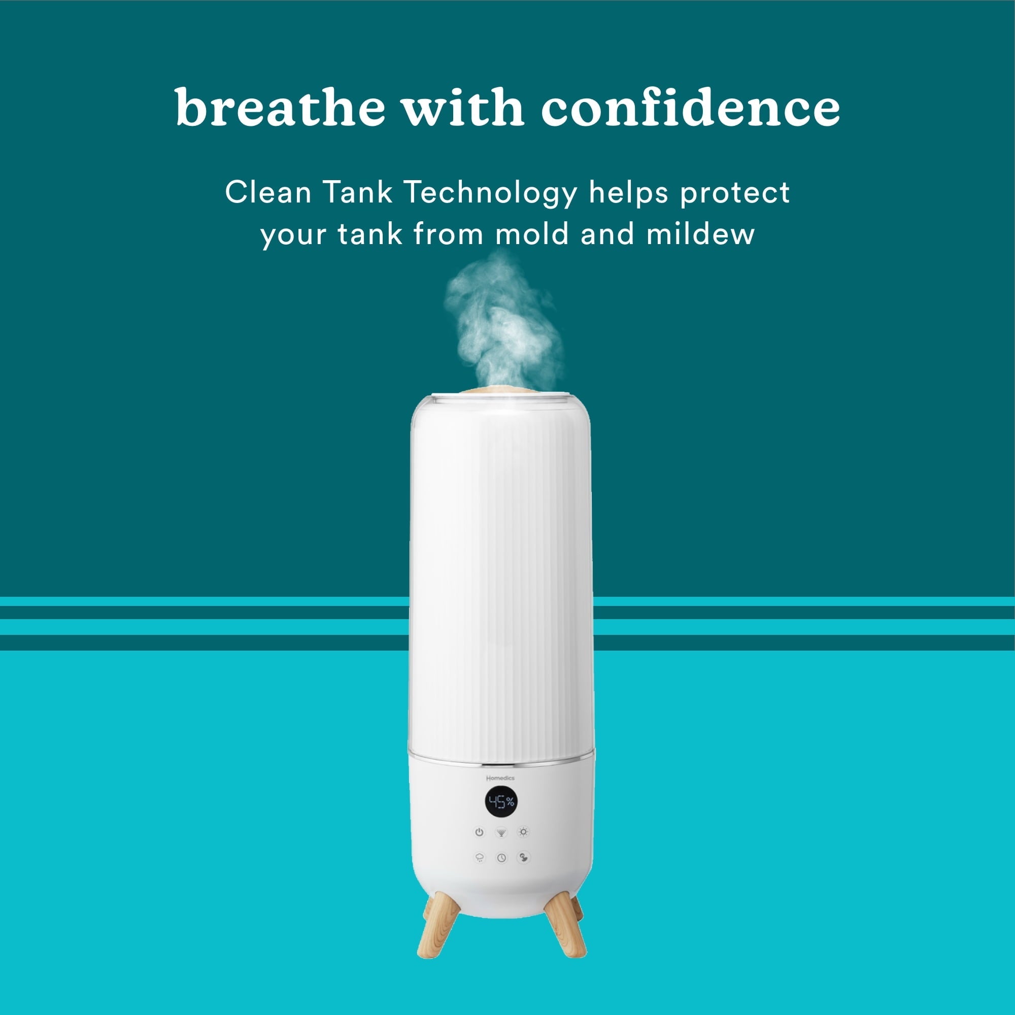 HoMedics Total Comfort Deluxe Ultrasonic Humidifier Top Fill, Large Humidifier for for Bedroom, Plants, Office - Top-Fill 1.47 Gallon White UHE-CMTF91