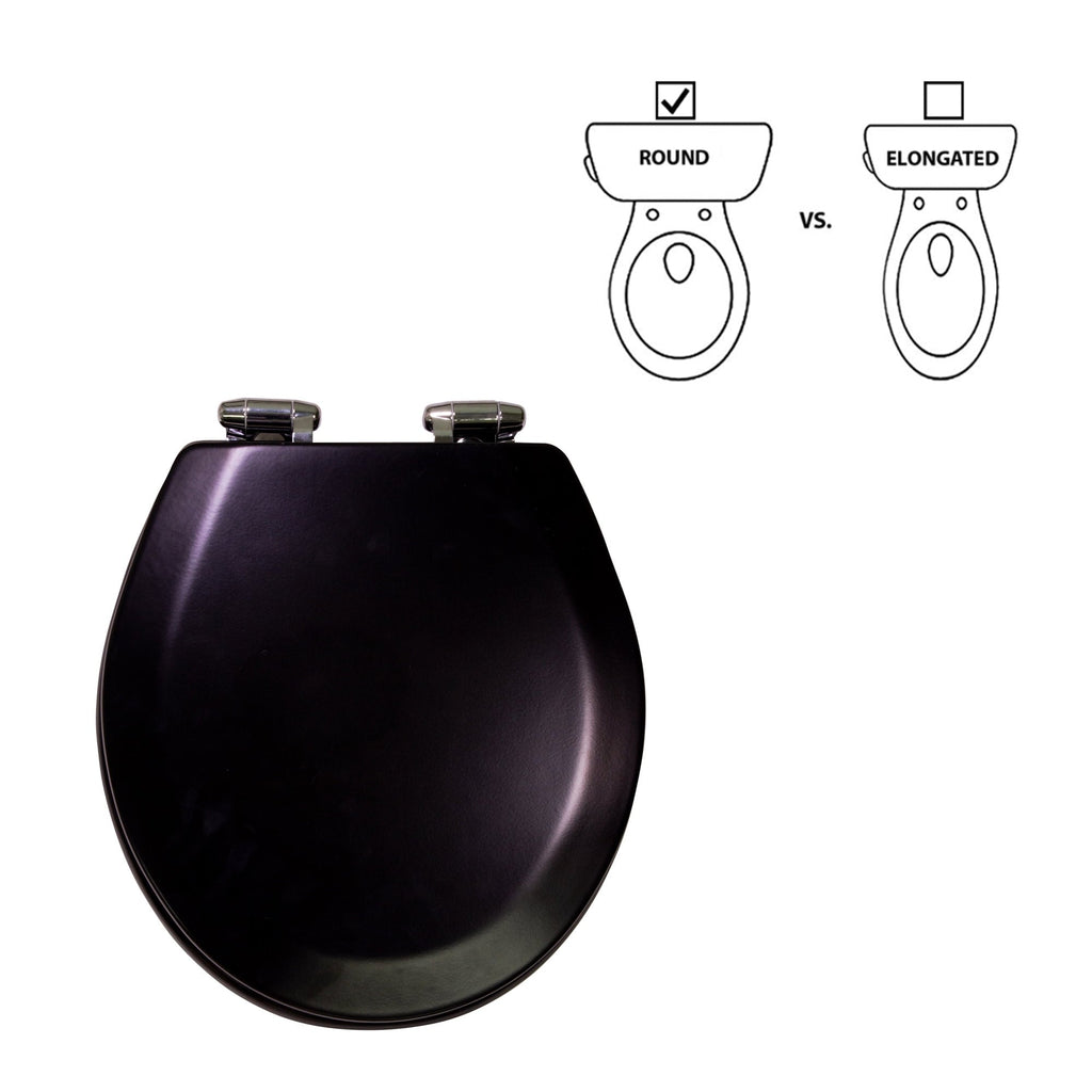 Dalton Toilet Seat Round Soft Close – Black Rustic Wooden Round Standard Toilet Seat for Bathroom  – Design House, 561241-BLK