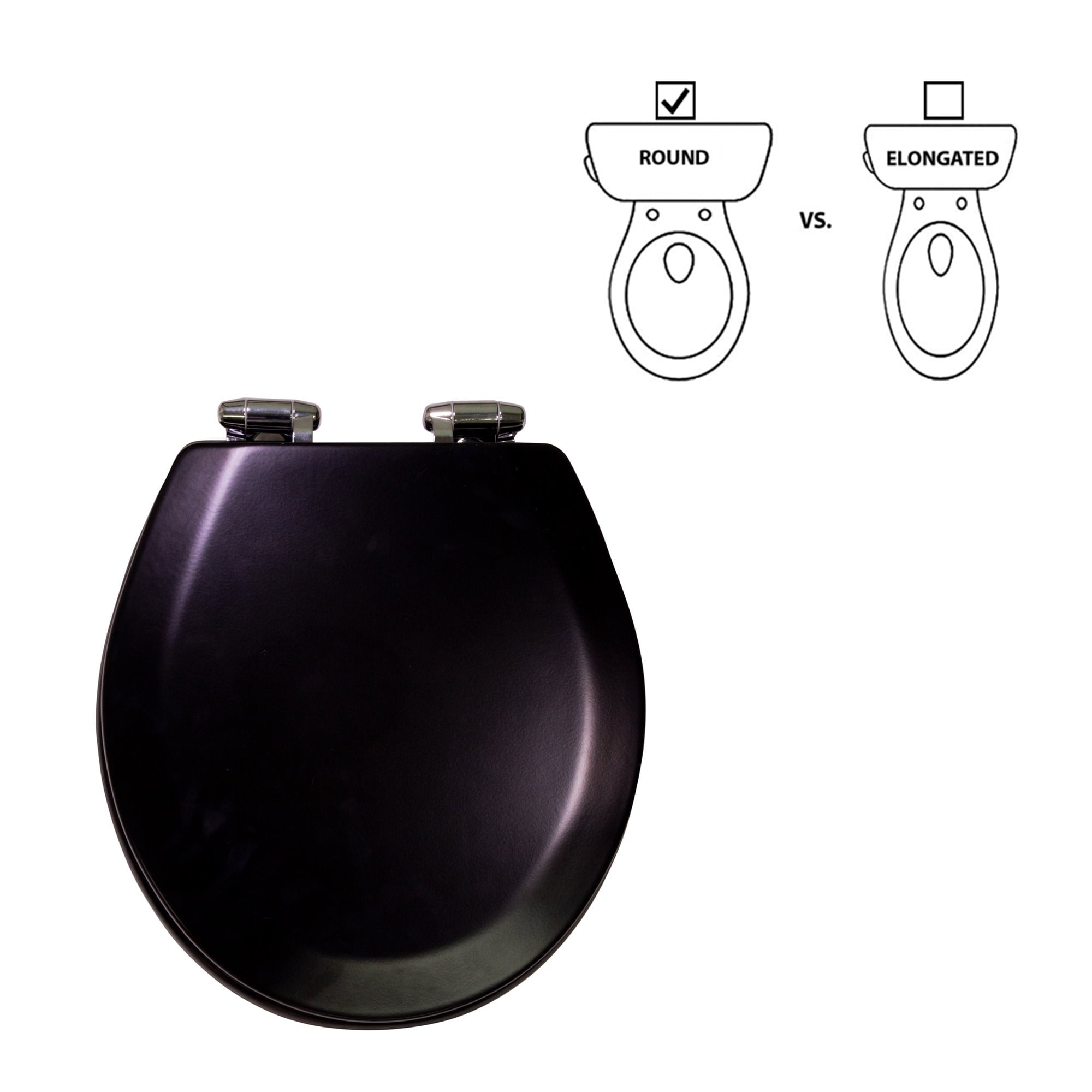 Dalton Toilet Seat Round Soft Close – Black Rustic Wooden Round Standard Toilet Seat for Bathroom  – Design House, 561241-BLK