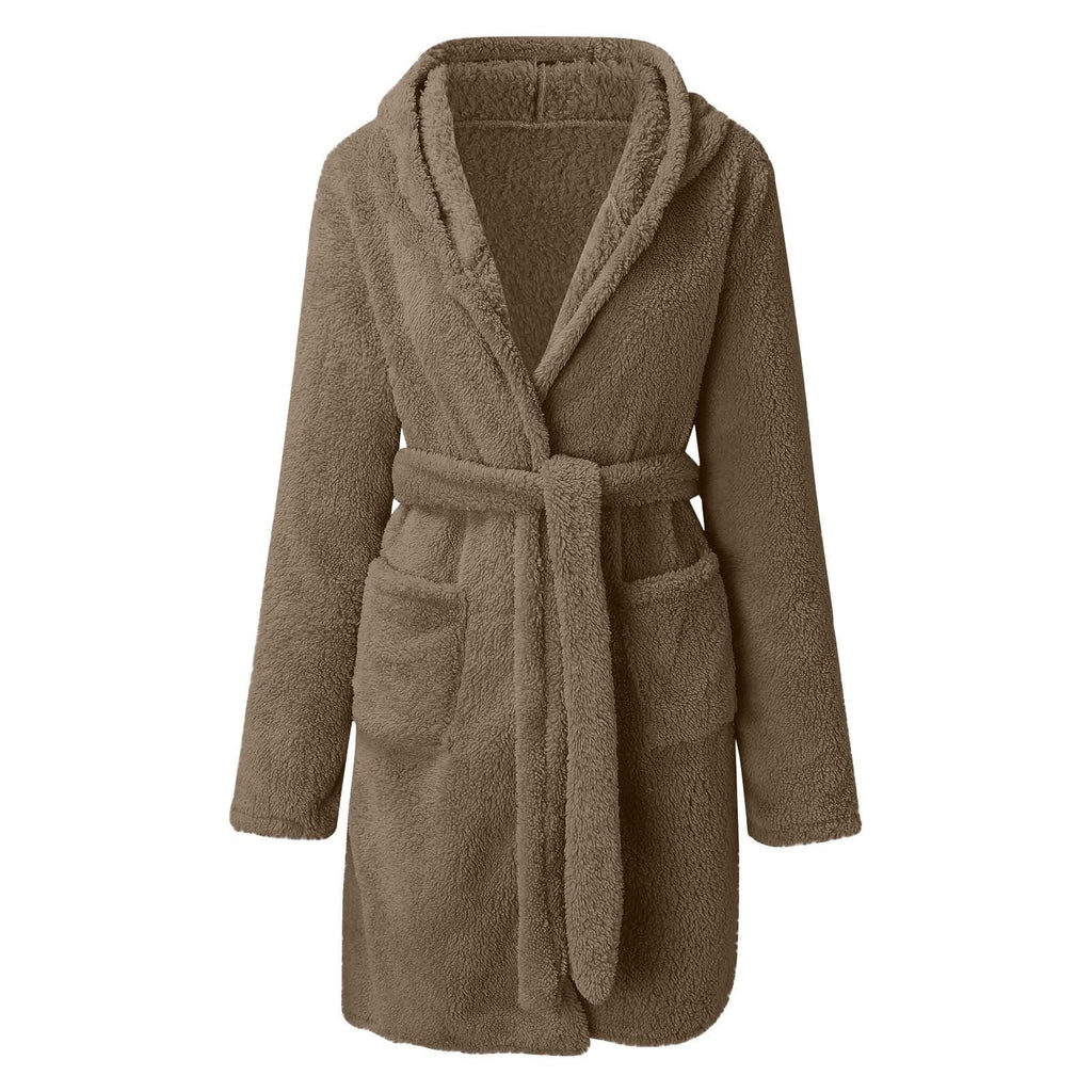 wo-fusoul Fall Fashion 2023 Deals! Bath Robes for Women Womens Plus Size Fleece Hooded Bathrobe Plush Short Robe with Pockets & Belts